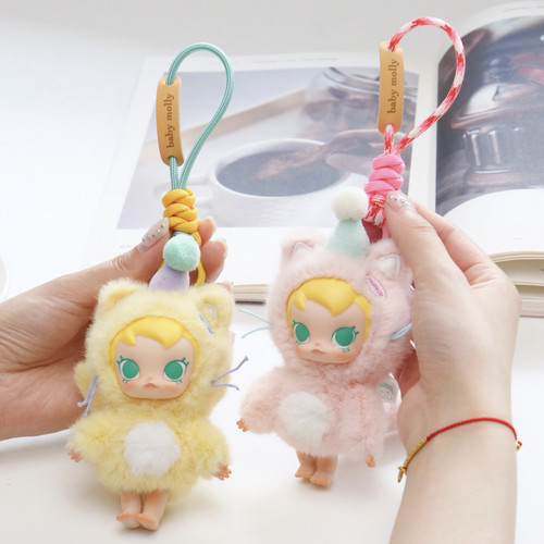里面LM｜泡泡玛特挂绳皮质baby molly口袋朋友公仔玩偶挂件钥匙扣