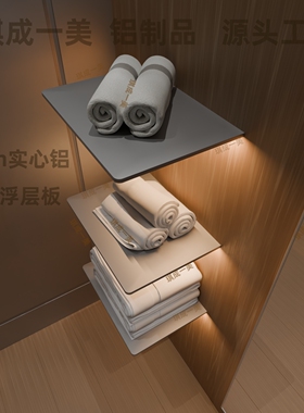 实心铝T型置物架隔板浴室衣帽间厨房客厅收纳架子预埋悬浮一字板