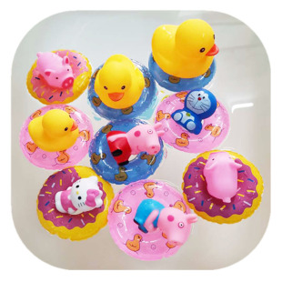 婴幼儿洗澡戏水捏捏叫小黄鸭小粉猪小精灵多款 漂浮鸭子小泳圈玩具