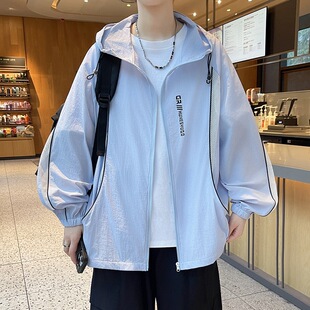 2026夏季新款冰丝透气轻薄款防晒衣男款户外连帽外套青少年防晒服
