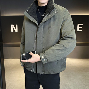 冬天羽绒服男秋冬季短款外衣加厚连帽户外工装风冲锋衣保暖外套男