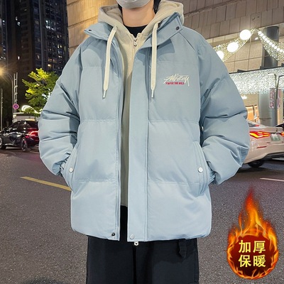 假两件棉衣男款冬季青少年潮牌宽松冬天棉服初中高中学生加厚外套