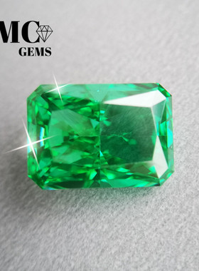 翠绿色磷灰石裸石雷迪恩切割长方形大师级切割宝石10X14mm成色佳