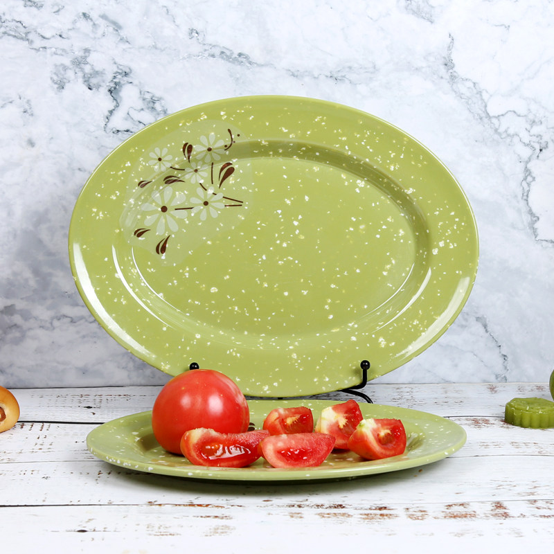 密胺旦形盘腰盘绿色椭圆形塑料鱼盘菜盘炒饭盘商用餐厅仿瓷餐具,餐饮具,盘,淘宝优惠券,粉丝福利购,淘宝优惠卷