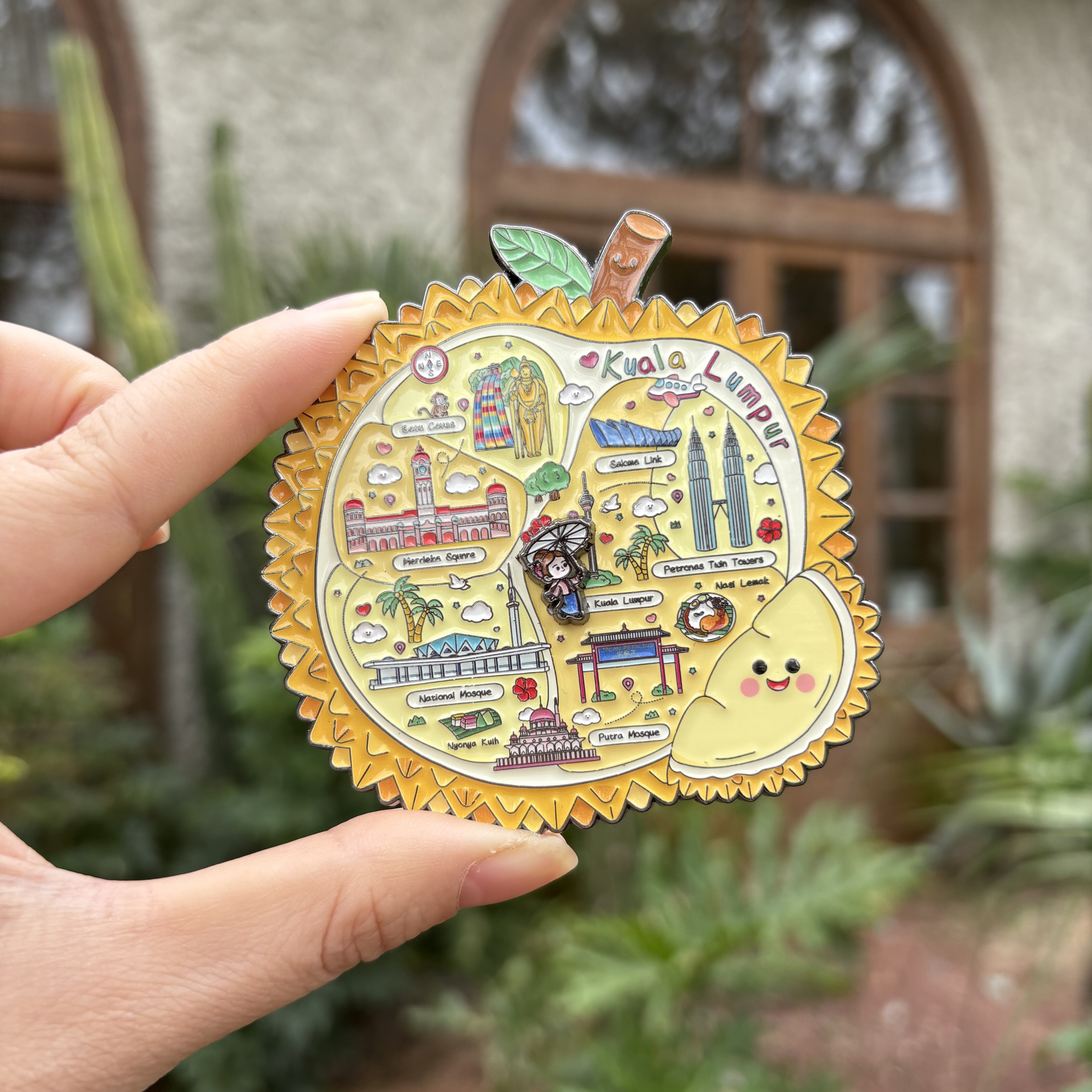 精美礼盒装 马来西亚吉隆坡榴莲地图金属冰箱贴 小女孩可移动文创