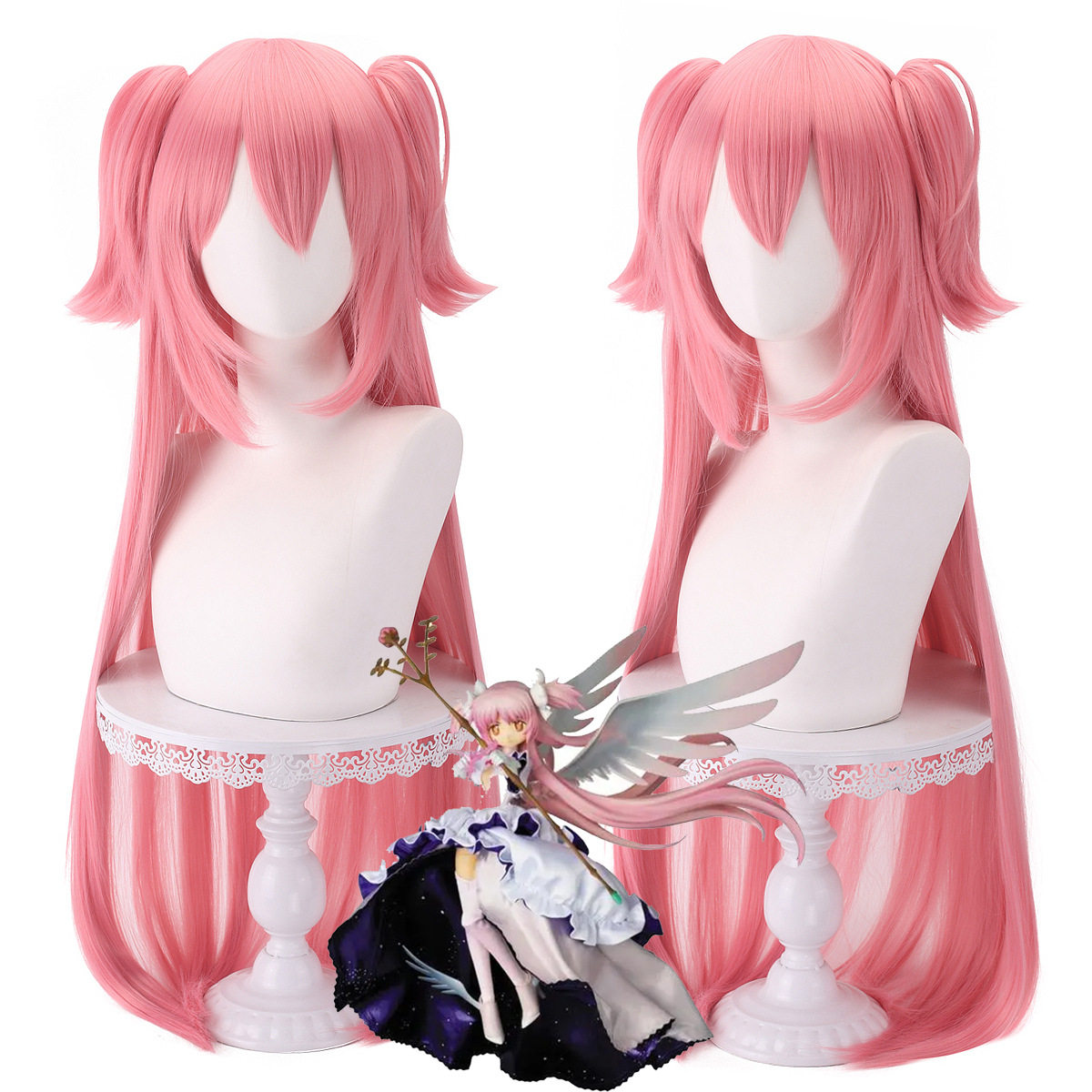正品 魔法鹿目小圆神终极cosplay假发2虎夹马尾粉红色100米长发毛