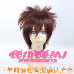 cosplay假发假毛家庭教师-泽田纲吉 棕色 万用收脸 冲天反翘 现货