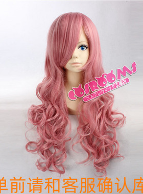 V家巡音流歌 原宿 万用粉红色粉色75cm长发长卷发cosplay假发假毛