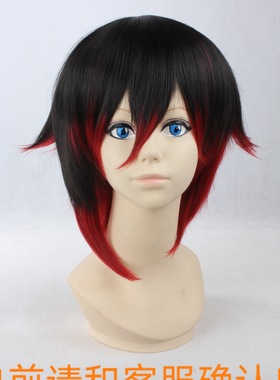 cosplay假发假毛RWBY Red Trailer Ruby黑色混色红色反翘特型短发