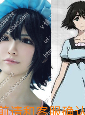 命运石之门/椎名真由理cosplay假发假毛/猎人小滴/反翘 短发 黑色