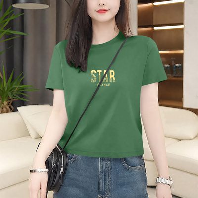 夏季宽松大码洋气2025新款潮流显瘦女士短袖T恤休闲百搭通勤上衣