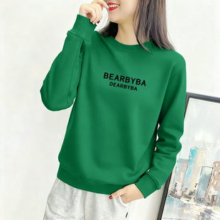 妈妈休闲洋气加绒上衣 时尚 中年新款 加厚宽松女士圆领秋冬卫衣长袖