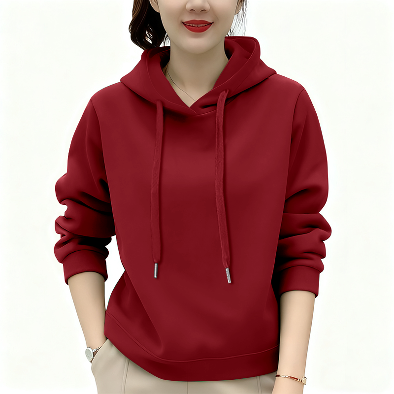 女士妈妈卫衣中年连帽新款2025加绒上衣宽松洋气潮流休闲加厚外套