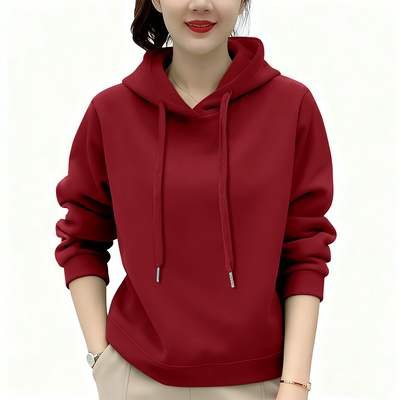 女士妈妈卫衣中年连帽新款2025加绒上衣宽松洋气潮流休闲加厚外套