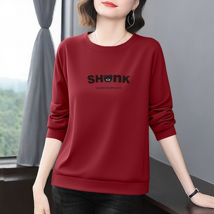 长袖 秋冬加绒加厚时尚 潮流洋气卫衣 休闲2025新款 圆领女士宽松大码