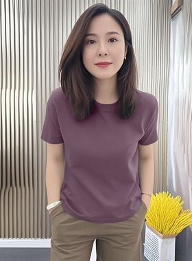 宽松百搭短袖女士2025年夏季新款大码修身显瘦高休闲时尚圆领T恤