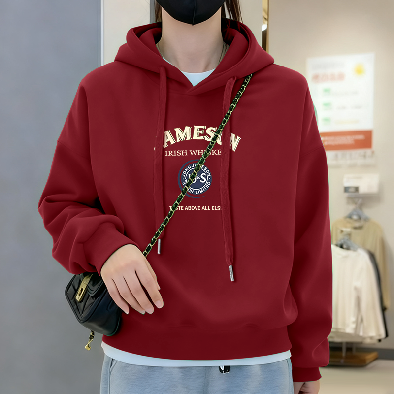 连帽加绒通勤洋气时尚休闲长袖卫衣女士2025新款加厚宽松上衣外套