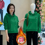 长袖时尚卫衣女士韩版休闲新款宽松连帽中年加绒洋气加厚上衣外套