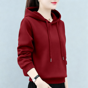 外套 洋气宽松休闲长袖 百搭连帽卫衣加绒加厚保暖上衣2025新款 时尚