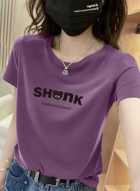 2024新款印花短袖t恤女夏季中年减龄半袖体恤百搭宽松上衣打底衫