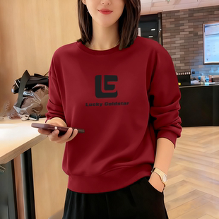 宽松上衣 2025新款 圆领长袖 洋气加厚休闲显瘦加绒秋冬卫衣女士时尚