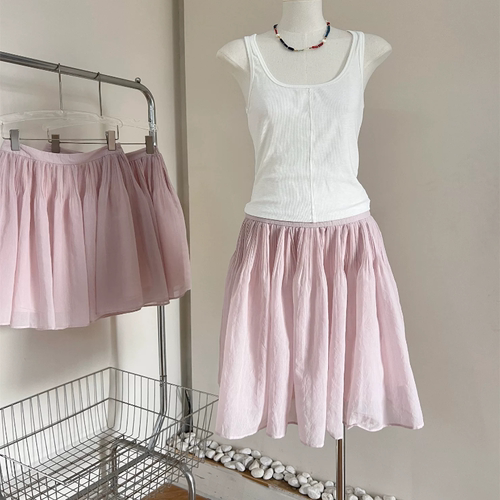 ifashion自制新款 经典重工芭蕾蓬蓬伞裙 工字褶薄纱简约半身裙
