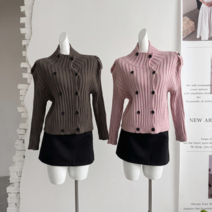 ifashion自制针织开衫秋季温柔韩系甜美减龄百搭设计感高领毛衣