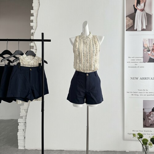 ifashion自制30%亚麻高腰裤女夏季老钱少女感休闲通勤时尚小短裤