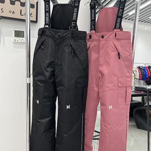 2024冬季背带式儿童羽绒裤男童女童连体滑雪裤三防加厚保暖冲锋裤