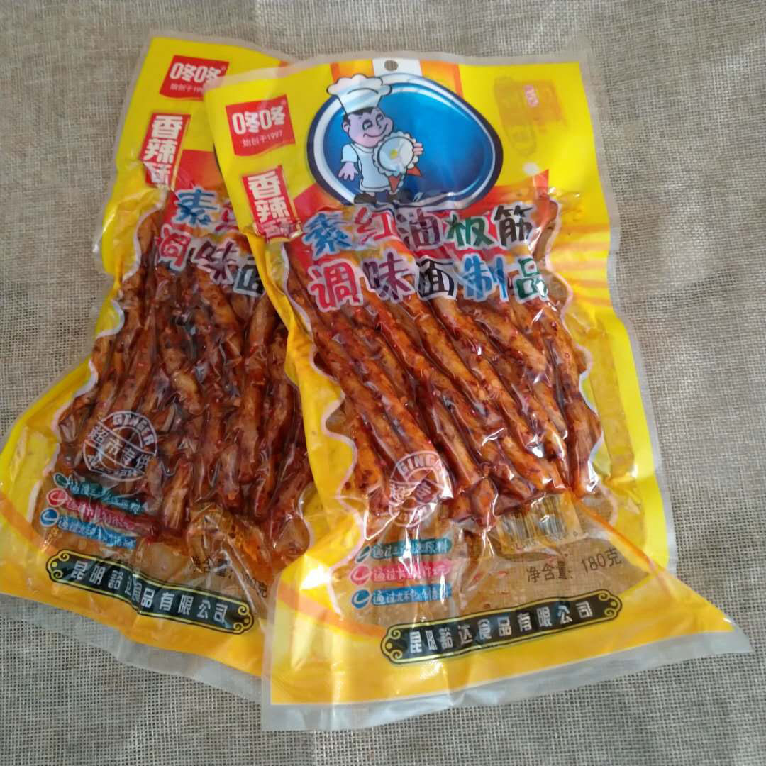 咚咚香辣素红油板筋160克/袋云南特产辣条小吃休闲零食调味面制品