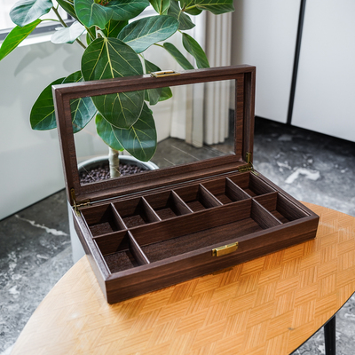 树皮木纹9格收纳盒文玩佛珠手串