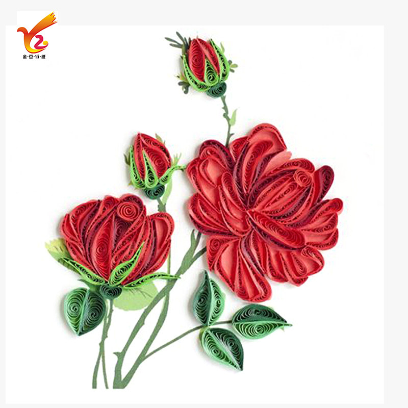 教师节衍纸玫瑰花学生成人手工折剪纸卷纸材料包套装a4成品画礼物