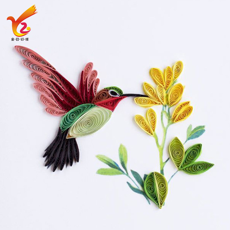 衍纸鸟语花香折纸卷纸画儿童手工制作材料包学生作品成品定制包邮