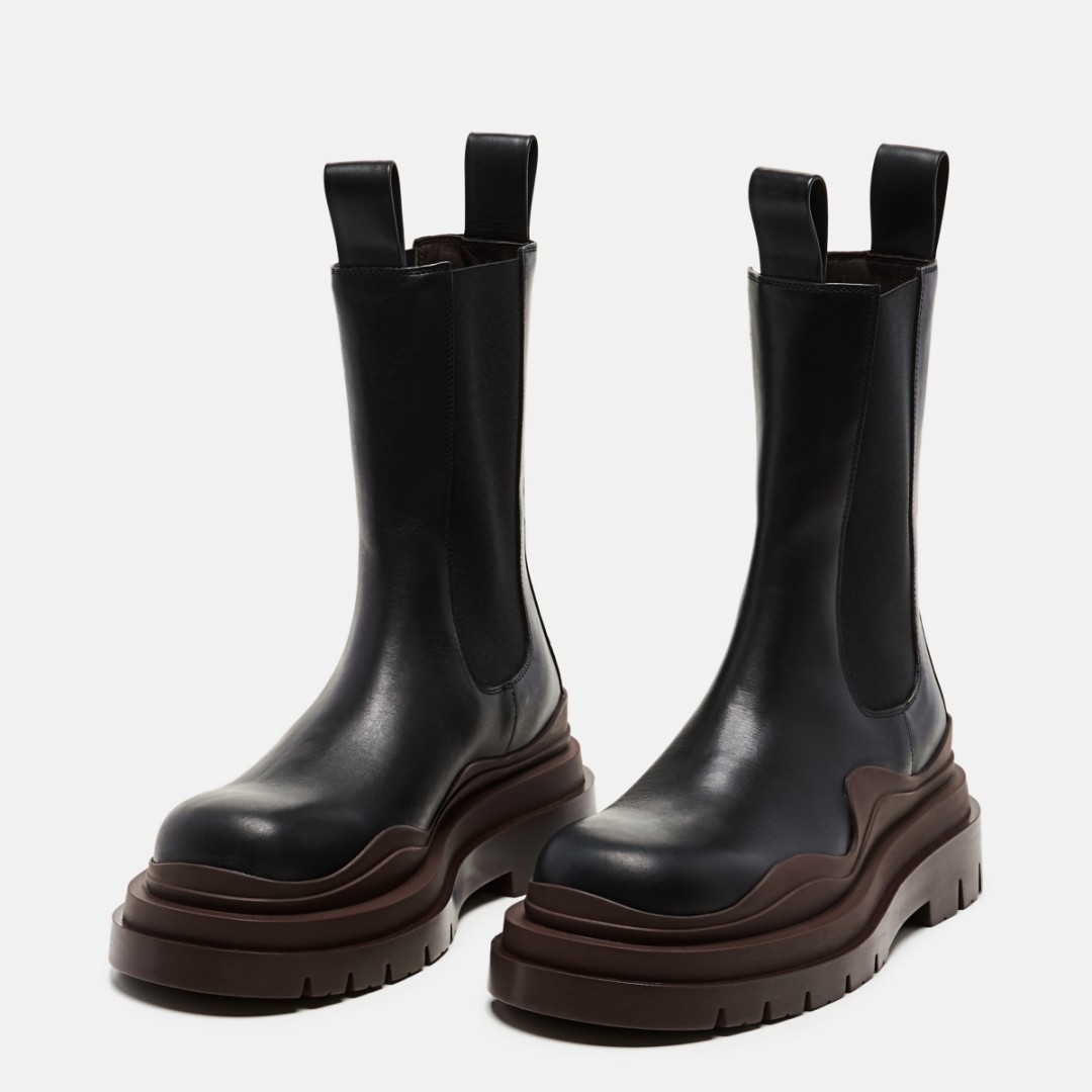 2022秋冬新款厚底马丁靴bv mona靴子咖色切尔西靴烟筒靴男女同款