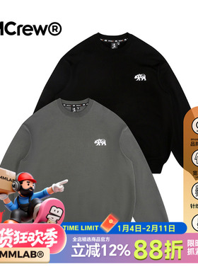 MCREW WILDNESS机能系列秋冬新款黑色深灰圆领宽松落肩长袖卫衣