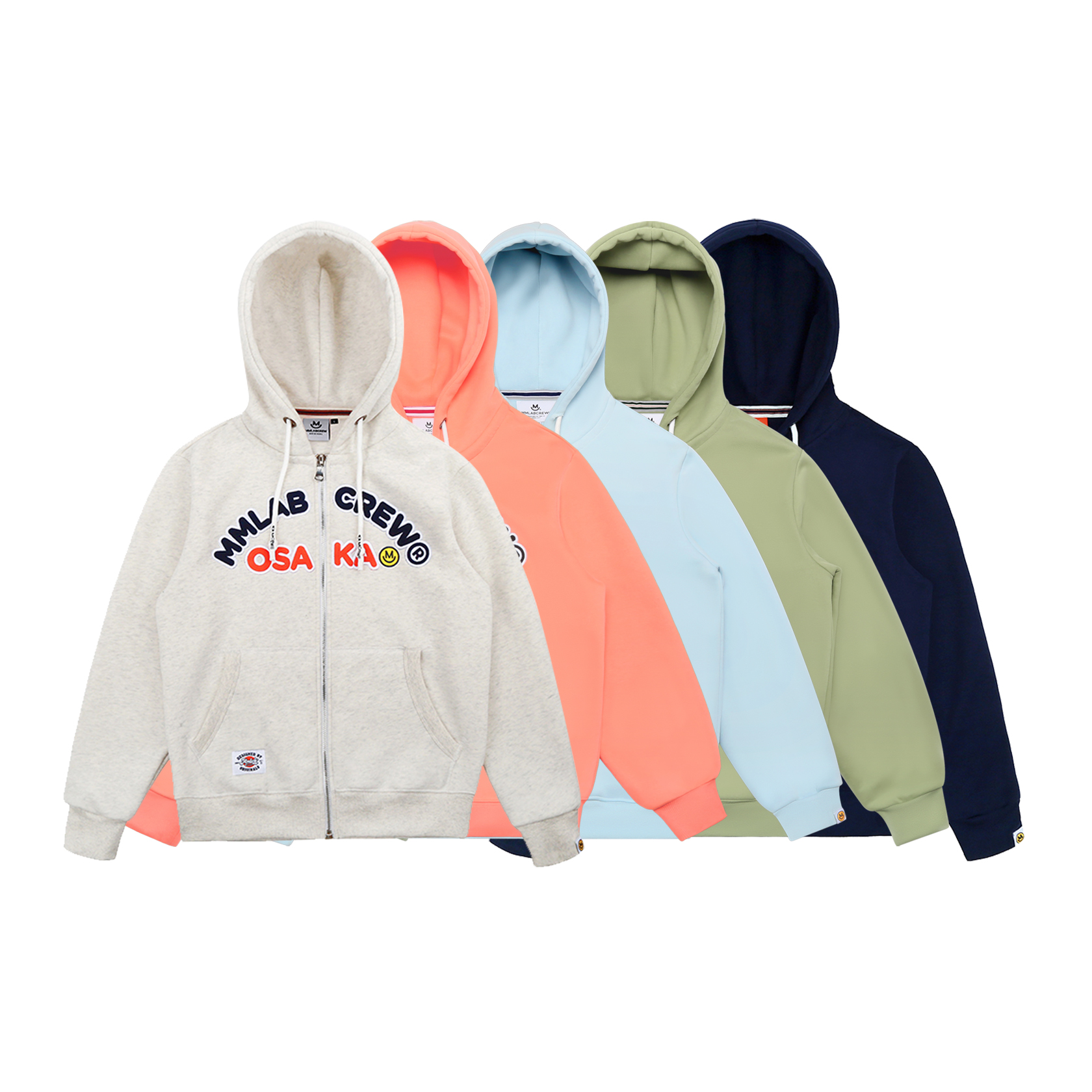 MMLABCREW OSAKA HOODIE秋冬藏青米麻灰色连帽衫长袖拉链卫衣外套