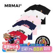 MMLAB MRMAI限定系列白色黑色藏青宽松刺绣加厚重磅圆领短袖 T恤