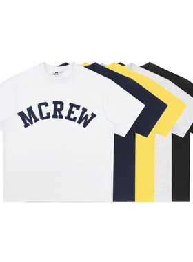 MCREW LOGO字母贴布绣白色藏青黑色300g重磅加厚宽松落肩版T恤