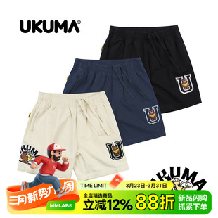 短裤 刺绣浅卡其藏青黑色加软重洗水斜纹工装 新品 UKUMA香蕉熊夏季