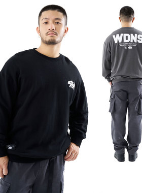 MCREW WILDNESS机能系列秋冬新款黑色深灰圆领宽松落肩长袖卫衣