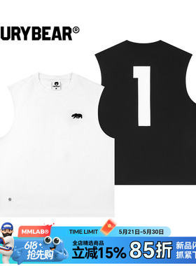 FURYBEAR熊怒FB25系列数字印花黑色白色速干休闲宽松运动背心