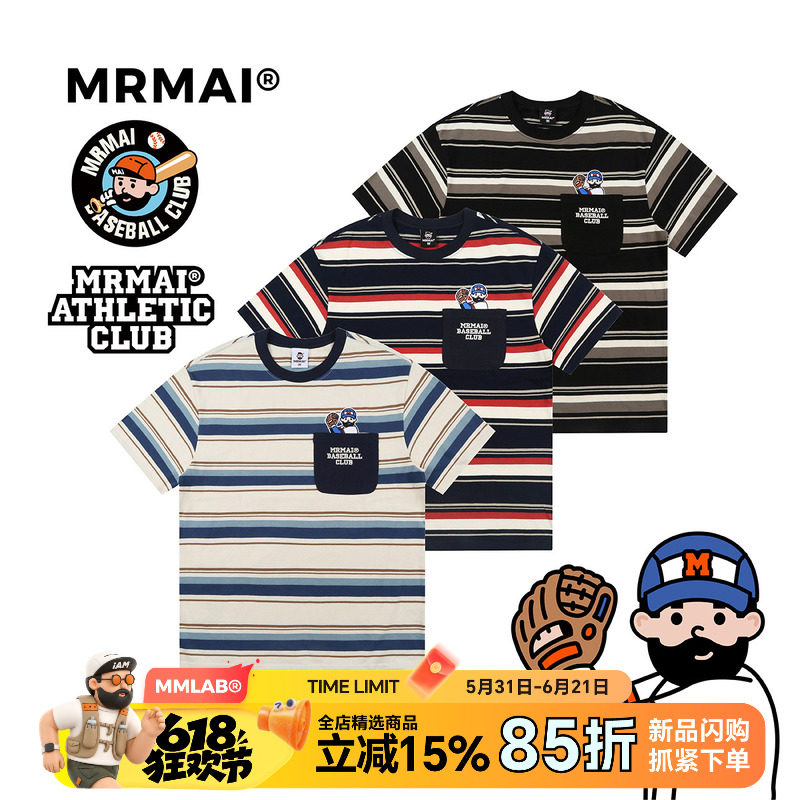 MRMAI夏季卡通刺绣宽松短袖T恤
