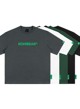 MMLAB KOHIBEAR夏季简约LOGO印花白色黑色宽松纯色圆领短袖T恤
