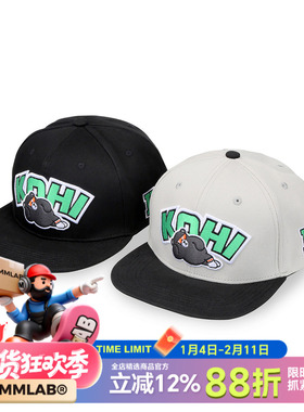MMLABCREW KOHIBEAR咖啡熊3D立体刺绣运动休闲浅灰嘻哈平檐棒球帽