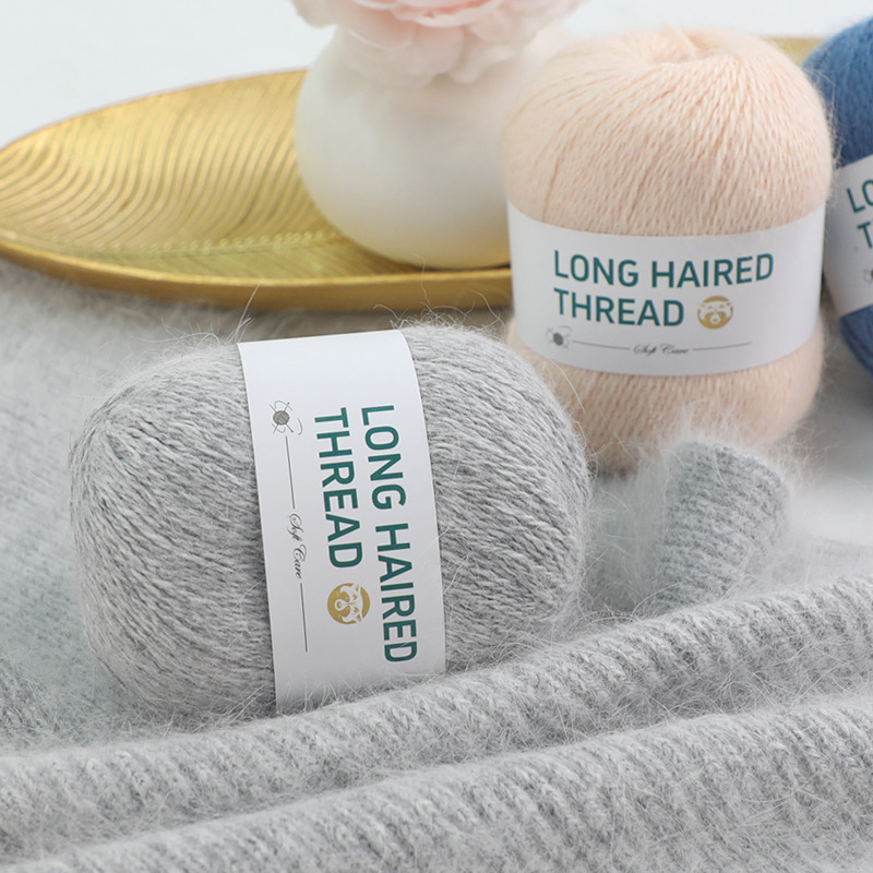 长毛羊毛线水貂绒绒线团仿貂绒羊绒线手编中粗外套围巾帽子线外贸