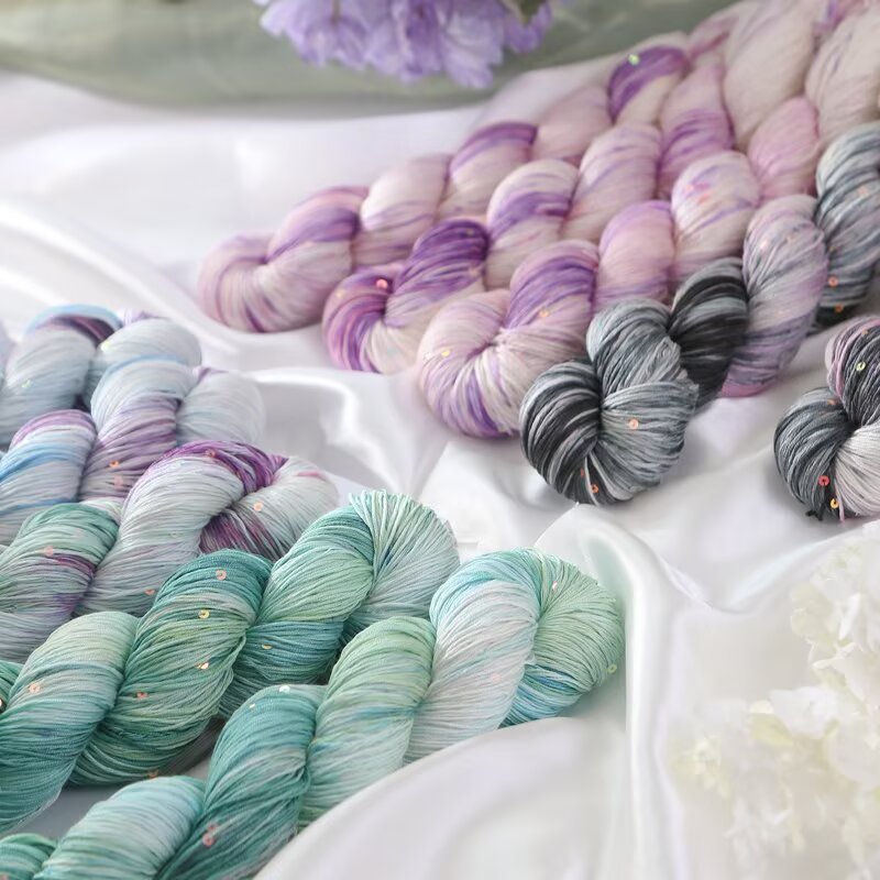 跨境批发6号天丝珠片手染蕾丝线100g夏手工编织钩凉衫围巾杯垫线