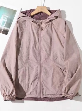 【春风徐徐】时尚轻奢撞色连帽防晒两穿百搭透气外套A7568#5663-1