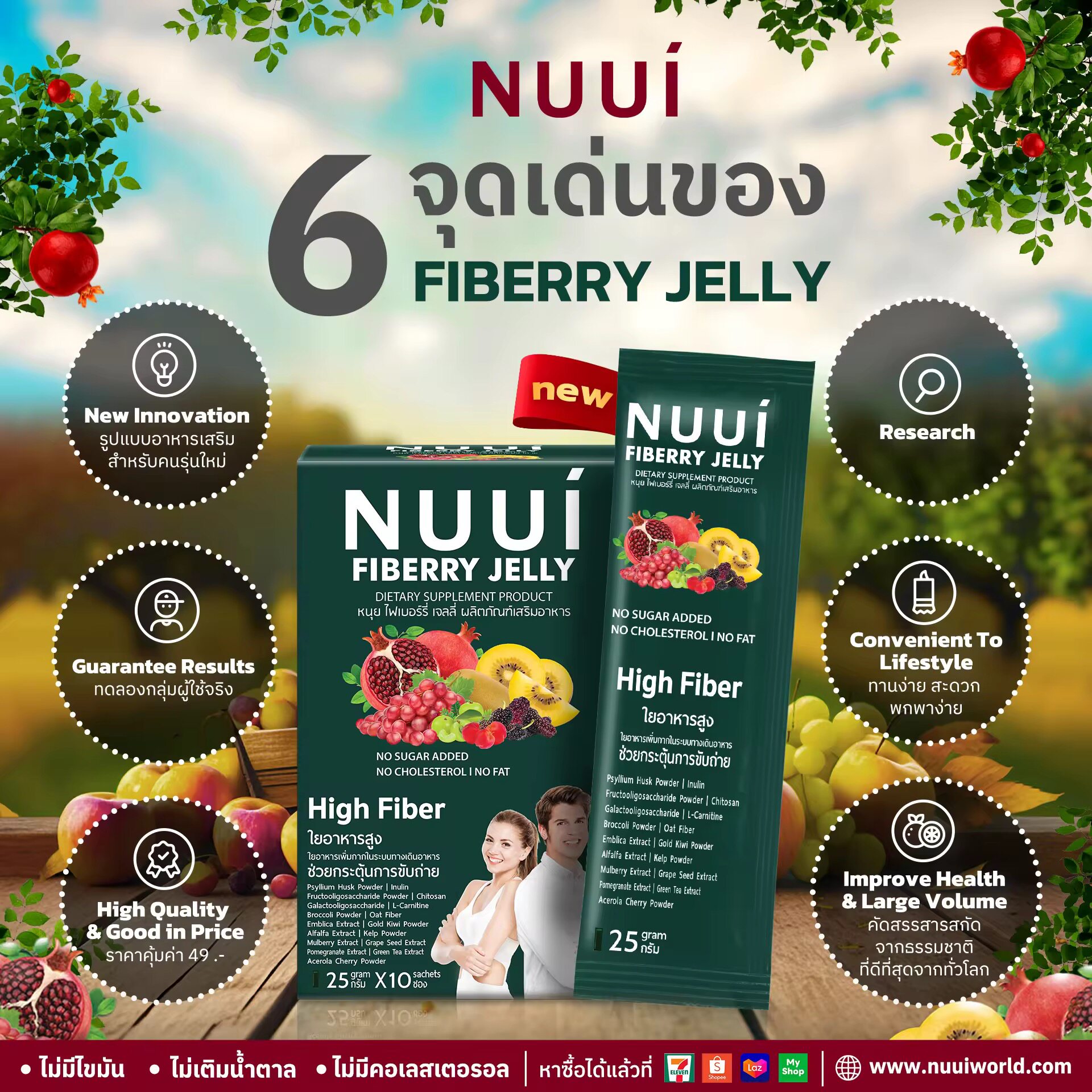 直邮NUUI绿色加强版果冻条