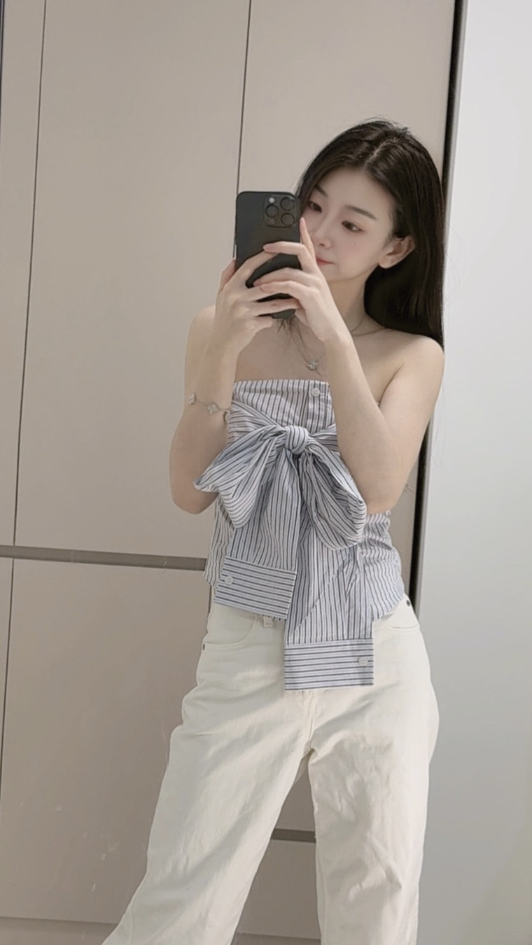 Lua 白色衬衫抹胸女夏季甜辣妹一字肩纯欲裹胸上衣毛晓彤同款内搭