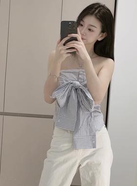 Lua 白色衬衫抹胸女夏季甜辣妹一字肩纯欲裹胸上衣毛晓彤同款内搭